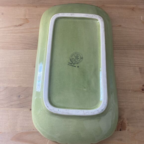Bordallo Pinheiro Asparagus Plate Vtg Green Serving Tray Platter Portugal 12" - Picture 2 of 8
